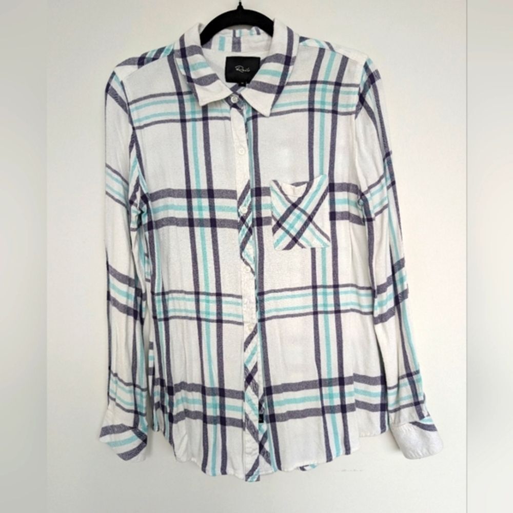 Rails Kate Flannel Heritage Print Plaid Button Up Long Sleeve Shirt Soft Sz M